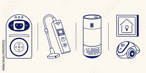 A collection of various household appliances and tools for home maintenance. Vector