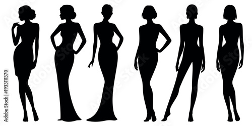 Men full body silhouettes standing male figures casual poses