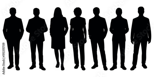 Business team silhouettes formal men women corporate group