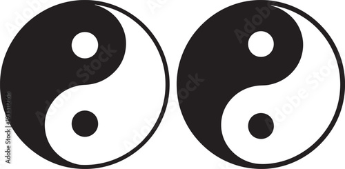 Yin Yang symbol, ancient Chinese philosophy of dualism and balance, opposing forces, harmony, black and white vector illustration