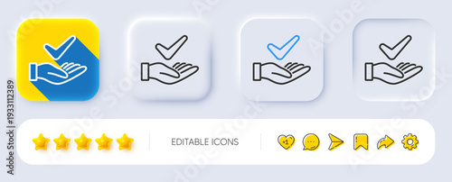 Dermatologically tested line icon. Neumorphic, Flat shadow, 3d buttons. Organic approved sign. No synthetic symbol. Line dermatologically tested icon. Social media icons. Vector