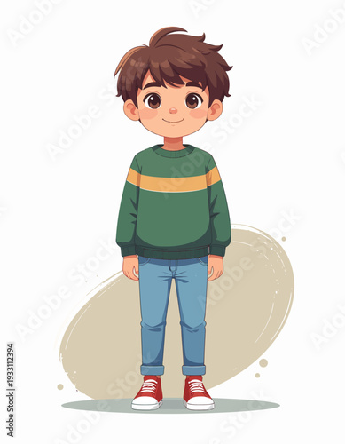 Cartoon Boy Standing Alone 1.