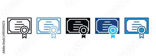 Certificate Icon Set Multiple Style Of