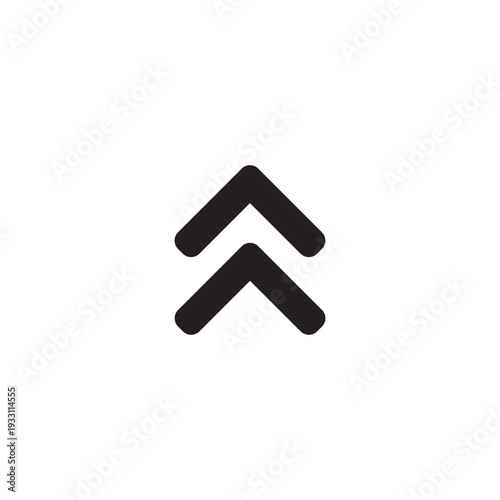 Black double chevron up icon vector. Minimalist arrow pointing upward symbol for web, app, and interface.