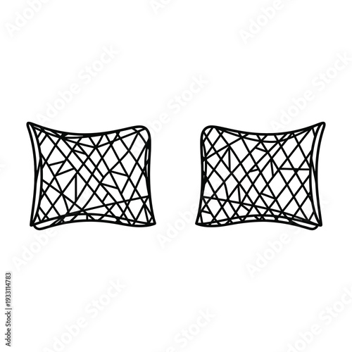 Two intricately woven black mesh bags with diamond patterns side by side on a plain white background