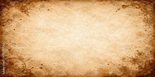 Blank aged parchment with a stained vintage texture and antique brown grunge pattern for retro scrapbook design