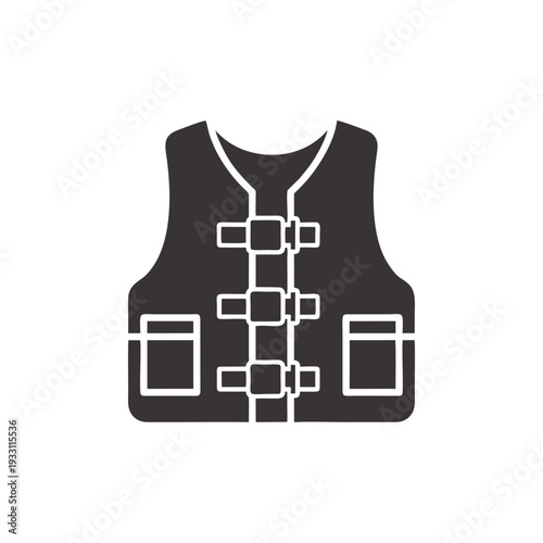 Safety life jacket or buoyancy vest icon for water safety and rescue