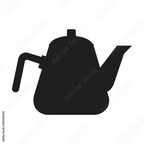 Solid black kettle silhouette vector: classic kitchenware shape for graphic design elements