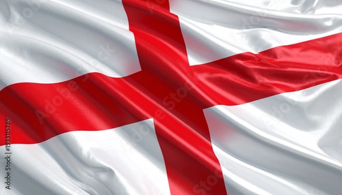 Vibrant Waving Flag of England (St. George's Cross)