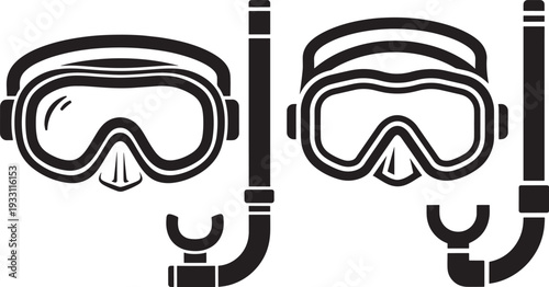 Snorkel mask and snorkel tube, scuba diving and underwater exploration gear, swimming equipment icon, adventure sport vector illustration