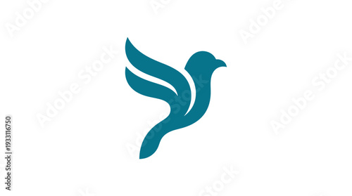 Elegant teal bird logo design, symbol of peace, freedom, and hope