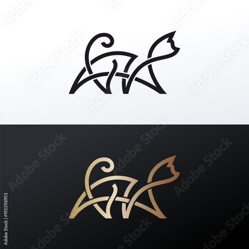 Elegant cat logo in minimal line style