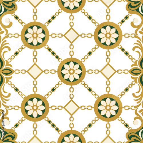 Decorative pattern with floral and geometric elements