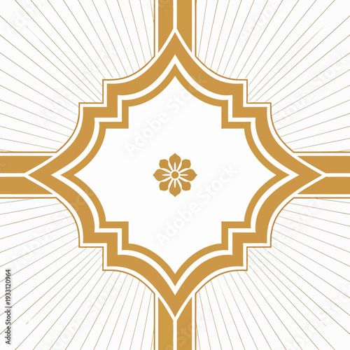 Geometric ornamental design with golden and white elements