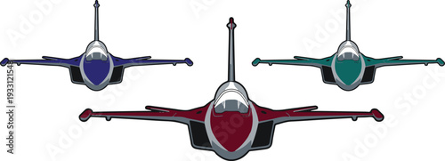 Fighter Jet Formation Flying ,Military Aircraft Vector Illustration