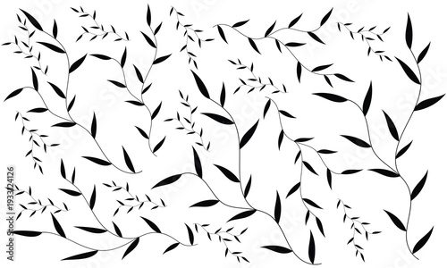 Fotografie Minimal black leaf seamless pattern background, Elegant botanical foliage vector