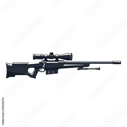 Modern Sniper Rifle with Scope - Precision Long-Range Weapon