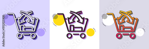 Cross sell line icon. Halftone dotted pattern. Gradient icon with grain shadow. Market retail sign. Line cross sell icon. Various designs. Vector