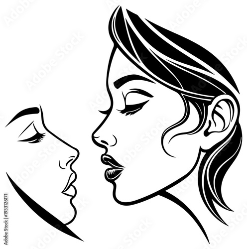 kiss lips Valentine's Day silhouette vector illustration