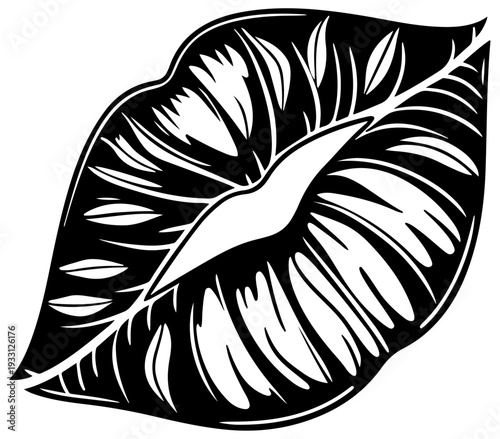 kiss lips Valentine's Day silhouette vector illustration