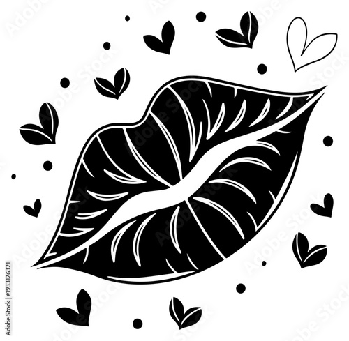 kiss lips Valentine's Day silhouette vector illustration