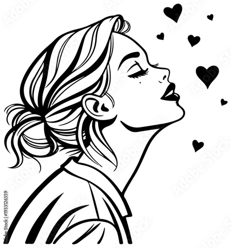kiss lips Valentine's Day silhouette vector illustration