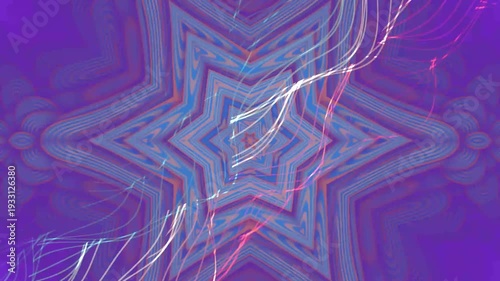 Abstract Purple Fractal Pattern with Flowing Lines and Geometric Shapes.