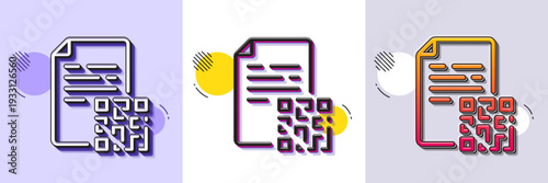 Qr code line icon. Halftone dotted pattern. Gradient icon with grain shadow. Scan barcode sign. Certificate document symbol. Line qr code icon. Various designs. Vector