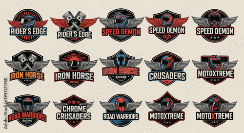 Motorcycle Club Badges Collection - Vintage Emblem Designs.