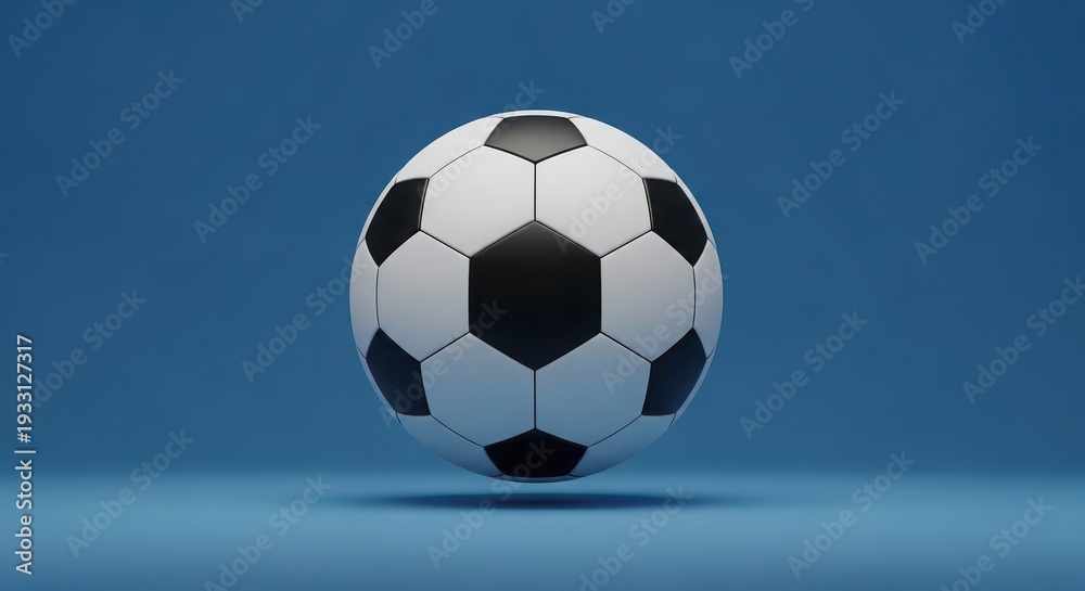 Fototapeta premium Classic Soccer Ball on Blue Background Keywords: soccer ball, football, sport, game, competition