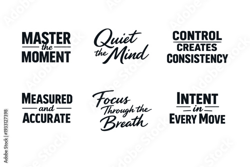Motivational phrases for mindfulness and self-control in elegant typography