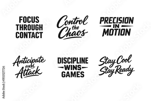 Motivational sports phrases in dynamic typography for athletic inspiration
