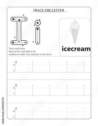 Icecream Theme Handwriting Practice Page