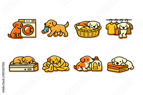 Cute puppies in laundry scenarios: playful and adorable outfits and activities