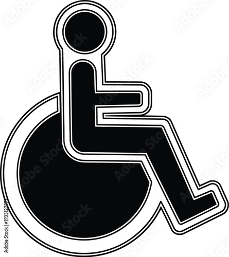 Stylized wheelchair access symbol shows accessibility compliance.