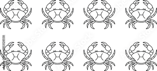 Crab icon set with sea crab seafood animal line art vector illustration collection isolated on white background