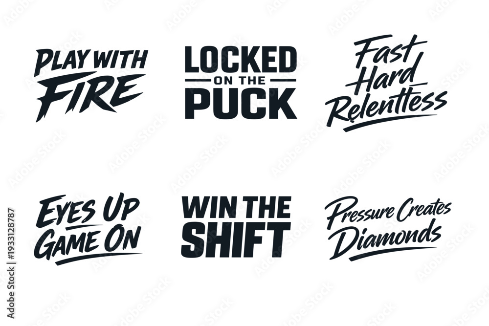 Fototapeta premium Motivational sports phrases in bold text design