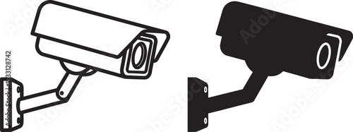 Security camera icons show a line drawing and solid silhouette view.