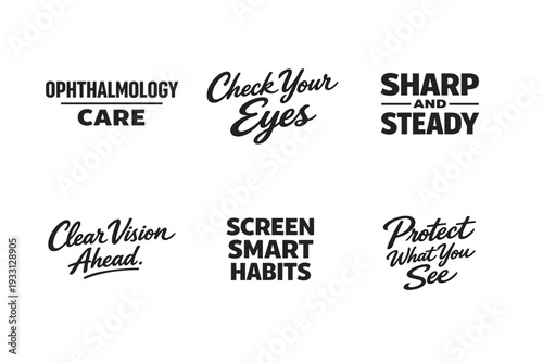 Vision care phrases collection for eye health awareness and protection