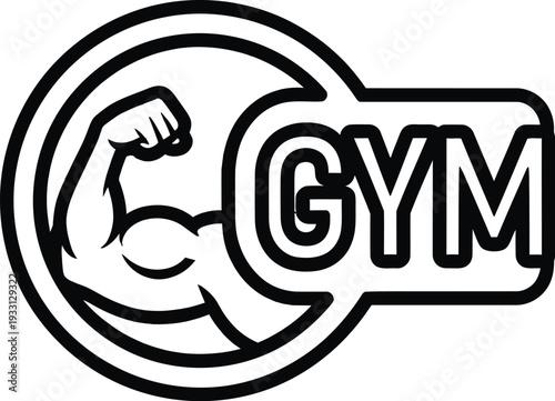 Gym logo features a strong flexing arm next to the word GYM.