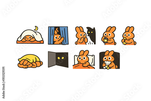 Adorable bunny nighttime routine with cozy blankets and bedtime snacks