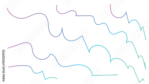 Horizontal gradient wave lines with sharp points and smooth curves for creative background