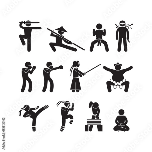 Chinese Wushu Ninja Boxer Kendo Sumo Muay Thai