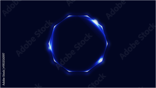 Neon futuristic 3d sphere of blue and purple glowing digital waves and particles. Future technology concept, blue abstract background