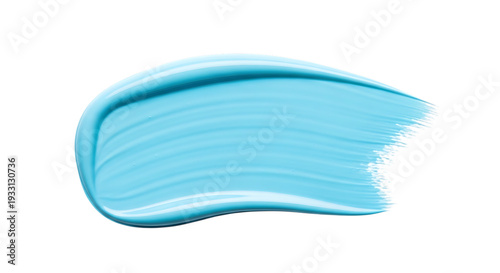 A close-up view of a vibrant blue paint swatch on a white background