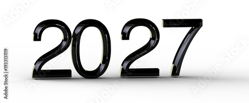 Bold black glossy 2027 year...