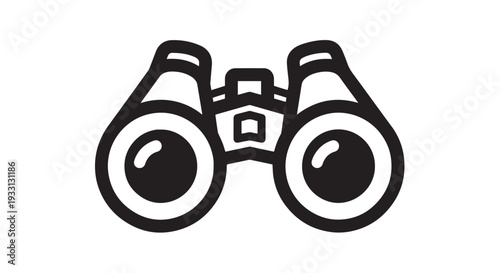 Modern minimalist vector graphic illustration featuring binoculars, perfect for observation, exploration, and future vision concepts.