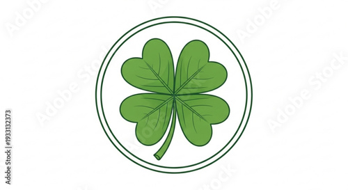 Lucky four leaf clover in a circle symbolizing good fortune and luck