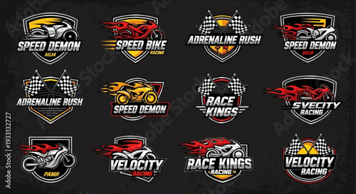 Collection of Racing Logos and Emblems for Speed and Velocity.
