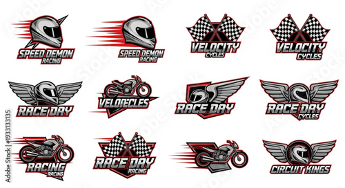 Motorcycle Racing Logos and Emblems Collection for Speed and Velocity.